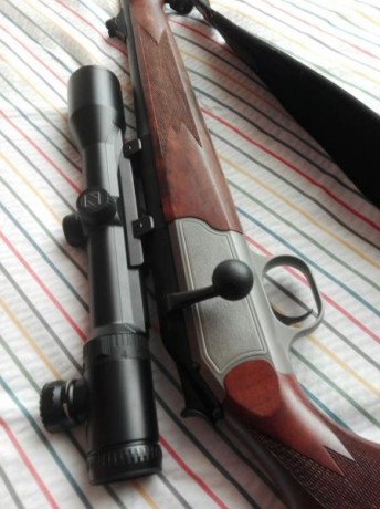 Hola.  Un amigo vende este Blaser de lujo, prácticamente nuevo. Con monturas Blaser de carril y visor 22
