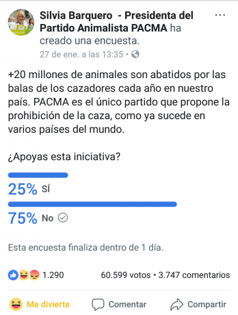 Llego la hora de frenar en este país al animalismo.


https://www.facebook.com/SilviaBarqueroPACMA

¡Votar 30