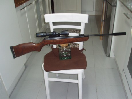 Una preciosa Gamo BZ 30, los antiguos la recordareis por su punto laser y la espectacular bocacha metálica.
Si 02
