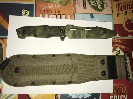 Cuchillo táctico RUI K25 Mohican III camuflaje boscoso. Cuchillo táctico de grandes dimensiones, equipado 00