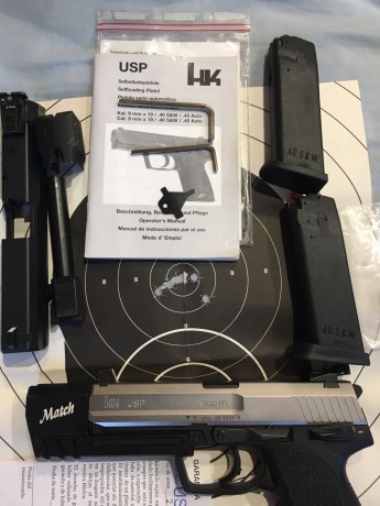 Hola, se vende (muy a mi pesar y por necesidad)  una preciosa HK USP match bicolor del 9 parabelum, dos 01