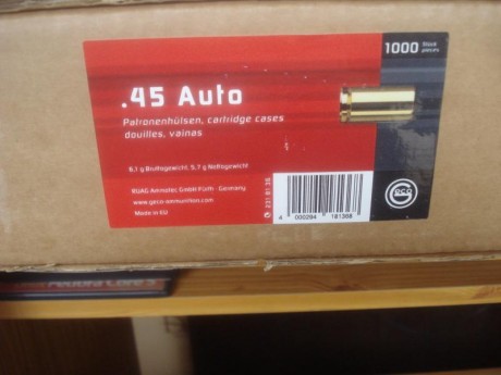 Hola,

Vendida caja original precintada de fábrica con  mil (1000) vainas nuevas Geco del .45 ACP.

230 60