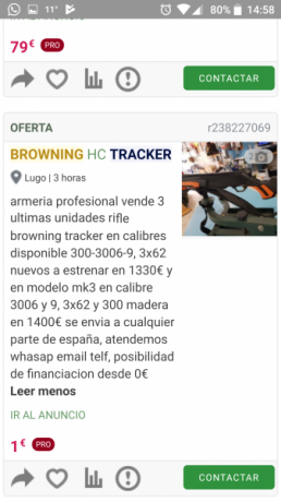 A mi compañero de caza se le ha metido entre ceja y ceja un rifle semiautomático tracker con cañon de 170
