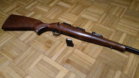 Vendo Carabina CX 452 2e ZKM, modelo lux en calibre 22 lr. 

La carabina funciona perfectamente, agrupa 01