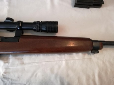 Se vende la carabina de las fotos.

Es una carabina del calibre 22Lr. La copia de la M1 americana.
El 31