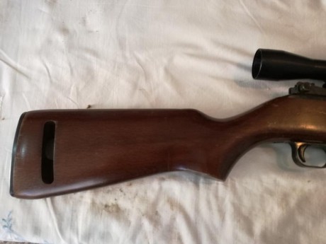 Se vende la carabina de las fotos.

Es una carabina del calibre 22Lr. La copia de la M1 americana.
El 41