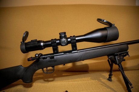 Vendo carabina MARLIN XT 22 lr guiada en la licencia E con visor UTG leapers 4-16x56 swat mil.dot y ademas 00