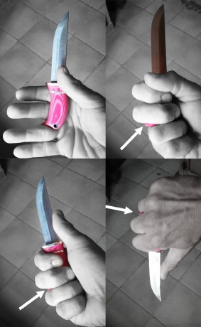 Hola. Hice un cuchillo de medio cabo, al que le dí una forma que mejorara el agarre. Y parecía una cabeza 00