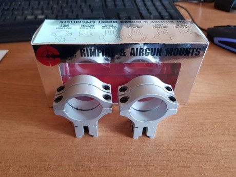 Vendo anillas BKL Silver para carril de 11mm, tubo de 30mm y altas para campana de visor de hasta 60.
Estan 01