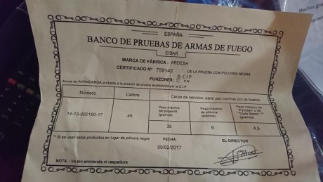 Se vende rifle Ardesa Kentucky cal. 45, se encuentra en La Línea de la Concepción, Cádiz, esta completamente 10