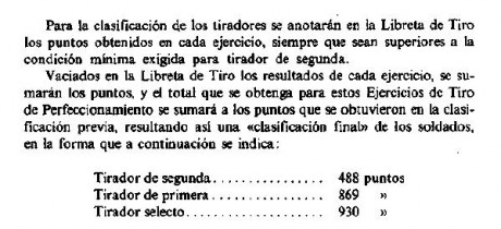 Alguien recuerda cuales eran las pruebas para la obtencion del distintivo de tirador selecto (con sus 160