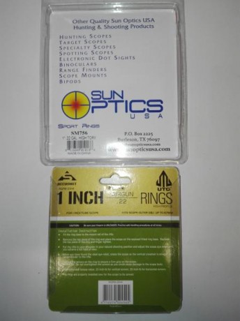 Vendo Dos Juegos de Anillas compradas por error, A ESTRENAR.
- SUN OPTICS SM756
- UTG LEAPERS RGPM-25 00
