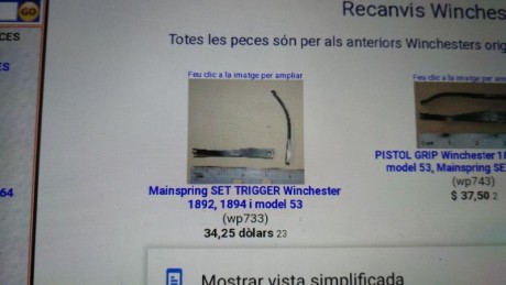 Hola, he conseguido un Winchester 1892 en muy buen estado solo tiene un problema le falta un muelle que 00