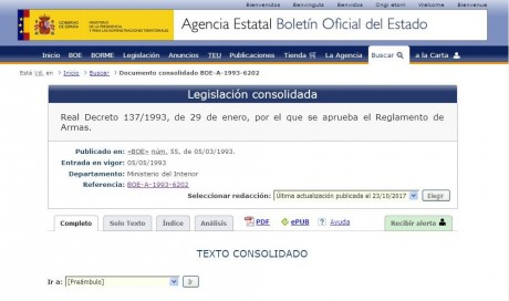 Hola, próximamente voy a intentar sacarme el permiso de armas y por ello estoy buscando el actual reglamento 00