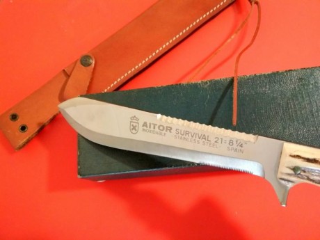 Cuchillo Aitor Ermua, modelo Survival, en asta de Sambar. Nuevo a estrenar en su caja y funda .
Vendo 70