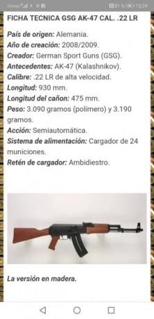 Vendo AK47 gsg en calibre 22lr esta nueva solo ha tirado 50 tiros esta en Bilbao  rebajado a 400€ 02