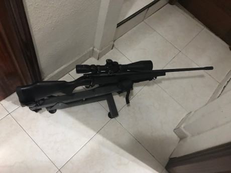 Se vende este rifle en perfecto estado con freno de boca, gatillo Timney ajustable bases y anillas, calibre 02