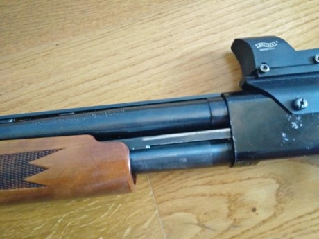 VENDIDA escopeta Mossberg 500 combo. Calibre 12, recámara magnum.
Incluye un cañón liso con polichoke 11