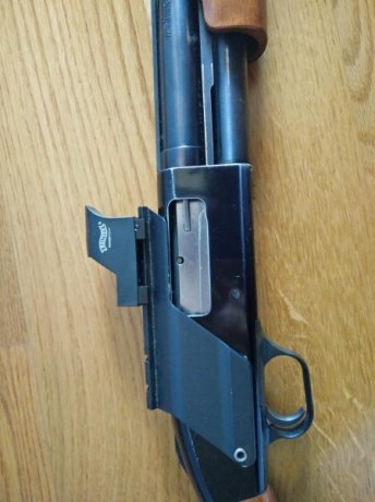 VENDIDA escopeta Mossberg 500 combo. Calibre 12, recámara magnum.
Incluye un cañón liso con polichoke 21