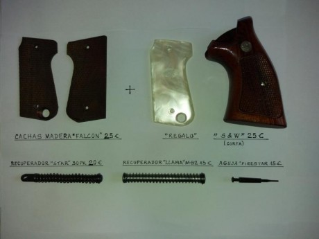 Venta:
* Cachas S&W (muy buen estado, acortada) Precio:  20 €+4 envío.
 * Cachas madera (originales) 01