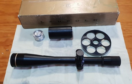 Vendo Leupold Competition X35. Retícula crossair.
Accesorios: parasol, torreta sobredimensionada y reseteable, 00