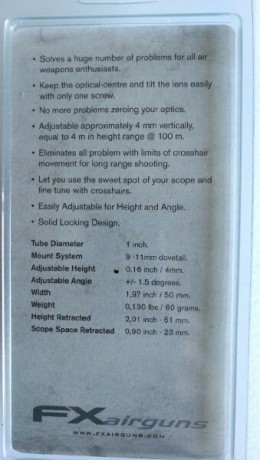 Hola, un amigo vende mira Hawke Vantage SF 6-24×50 ½ Mil Dot IR con solo un mes de uso en su caja.

235€

DATOS 20