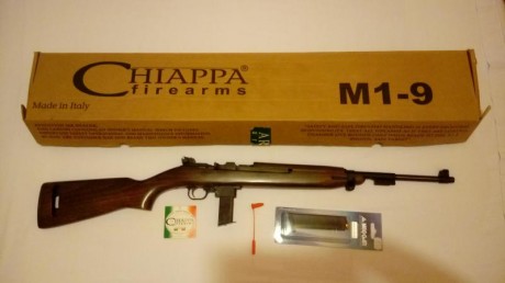  VENDIDA Vendo Carabina M1 de 9PB. de cuerpo de madera fabricada por Chiappa con tres cargadores dos de 01