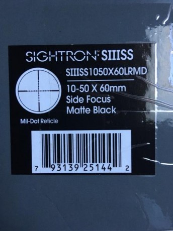 Vendo visor Sightron SIII 10-50X60 retícula Mil Dot en buen estado, o cambio por visor para caza de marcas 20