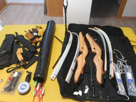 Vendo dos.arcos para.diestros, 1 arco de iniciación con cuerpo y palas 68-26, 1 arco iniciación cuerpo 00