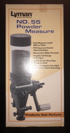 Se vende este magnífico dispensador de pólvora, del fabricante americano LYMAN, modelo NO. 55.
Es considerado 00