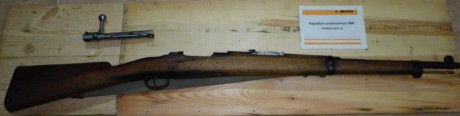Buenos días.
Vendo carabina histórico mauser recalibrado por B.O.P.E. a 308 W, originariamente era un 12