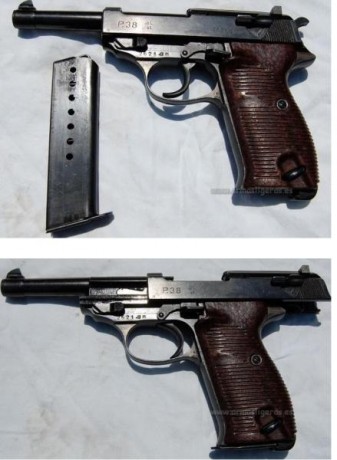 Hoy le toca al abuelo de la coleccio.
Una walther p38 de 1941, con los marcages y numeros coincidentes, 02