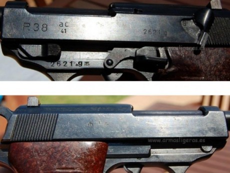 Hoy le toca al abuelo de la coleccio.
Una walther p38 de 1941, con los marcages y numeros coincidentes, 12
