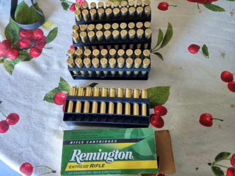 Vendo 73 vainas 375 Holland&Holland Magnum, 63 marca Remington y 10 marca RWS, un solo disparo y tumbler 01