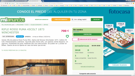 Uno pide por un Pietta niquelado con sus certificados, 2000 euros, jajaja.

Y el otro anuncio, no comete 70