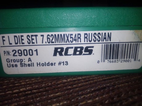 Vendo dies RCBS del calibre 7,62x54R mas el Factory crimp de LEE
50€ gastos incluidos 01