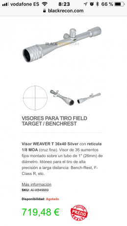 vendo visor weaver t36 36x40 plata comprado en marzo 2018 ( solo estrenado, con factura de compra) . con 00