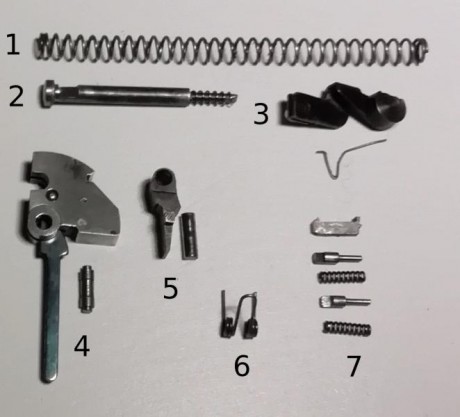 Pues eso,vendo despiece pistola FAS SP602

1 - Muelle recuperador
2 - Aguja percutora
3 - Palanca de retenida 00