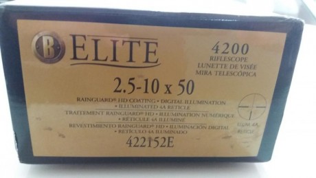 Bushnell Elite 4200 2. 5-10x50 con retícula iluminado con punto rojo totalmente nuevo a estrenar en su 00