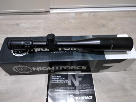 Buenas tardes,
Vendo Nightforce Competition 15x55x52.
Retícula CTR-1
Estado impecable.
Precio: 2250€
Para 02