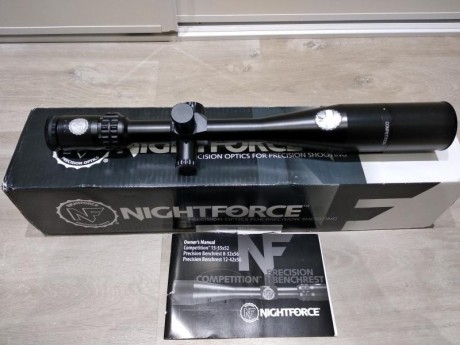 Buenas tardes,
Vendo Nightforce Competition 15x55x52.
Retícula CTR-1
Estado impecable.
Precio: 2250€
Para 01