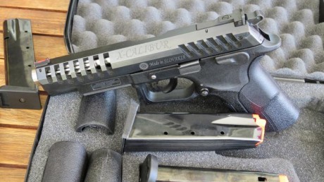 vendo pistola marca Grand Power modelo Xcalibur con 3 cargadores. el estado de la pistola es impecable. 02