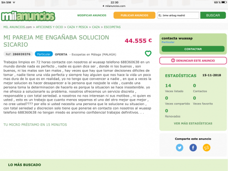 Uno pide por un Pietta niquelado con sus certificados, 2000 euros, jajaja.

Y el otro anuncio, no comete 52