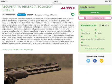 Uno pide por un Pietta niquelado con sus certificados, 2000 euros, jajaja.

Y el otro anuncio, no comete 50
