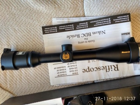 Vendo Visor Nikon Monarch III, en perfecto estado, sin marcas y rayaduras, solo ha salido dos veces al 12