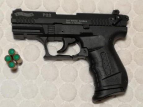 Hola. Vendo pistola detonadora walther p22 9 mm. Muy buen estado, ha disparado unos 45 cartuchos. Está 02