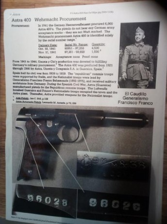 Vendo Astra 400, núm. serie 92.823, de octubre de 1941, poco después de acabada la guerra. Unas pocas 11