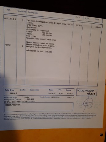 Un compañero que se retira del tiro ( por enfermedad ) vende su armero grado III según norma UNE 1143-1.
Dimensiones 02