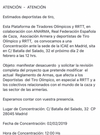 Buenos dias.
La concentración protesta que se pretende hacer en Madrid delante del edificio donde se ubica 00