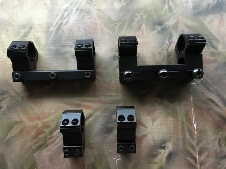 Vendo 3 juegos de monturas para visor con tubo de pulgada o 25,4 mm. Para carril weaver/picantiny monopieza, 10
